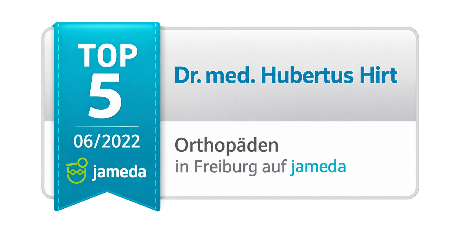 jameda Top 5 Orthopäden in Freiburg – Dr. med. Hubertus Hirt – Juni 2022